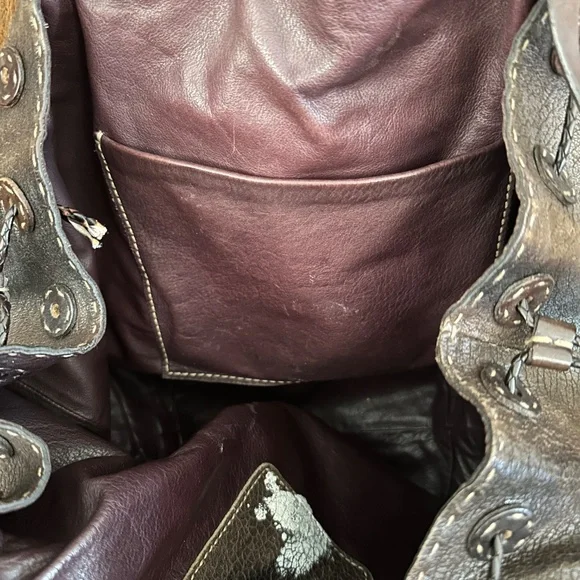 Genuine leather handbag  Western *** distressed*** made in Italy - Picture 8 of 8